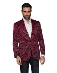 Alberto Nardoni Paisley Floral Tuxedo Matching Fashion Bow Tie Sport Coat Burgundy ~ Maroon Burgundy Tuxedo