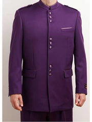 Men's Purple Collarless Blazer Nehru Jacket