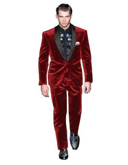 Men'S Maroon Suit Shawl Lapel Men'S Velvet Suit Fabric Shawl Collar Tuxedo