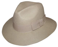 Mens Dress Hat Mens 100% Wool Fedora Trilby Mobster Khaki Finely Crafted Hat