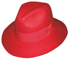 New Men's 100% Wool Fedora Trilby Mobster Hat Red