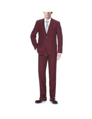 Renoir Suits - Renoir Fashion Mens Two Buttons Burgundy Slim Fit Suit