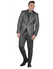 Mens Black  Paisley Floral Prom ~ Wedding Suit