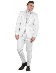 Mens White One Button Paisley Floral Prom ~ Wedding Suit