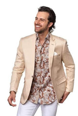 Men'S Linen Blazer - Beige