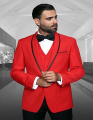 Genova Red 1-Button Shawl Tuxedo - Red Tuxedo