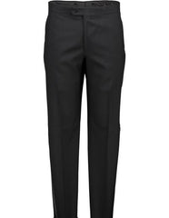 Men'S Black Flat From Wool Tuxedo Pants