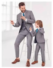 Light Gray Glen Plaid Pattern Father ~ Dad And Son Matching Suit