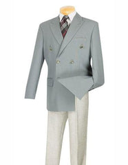 Men's Suit Gray Double Breasted Peak Lapel