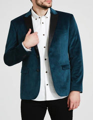 Men'S Teal Blue Velvet Tuxedo Jacket