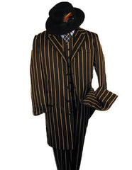 Black And Gold Pronounce Fashion Longe Zoot Suit - Pimp Suit - Zuit Suit For Men