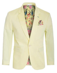 Men'S Cotton Stretch Slim Fit Blazer Lemon