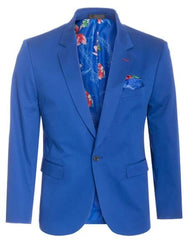 Men'S Cotton Stretch Slim Fit Blazer Royal