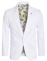 Men'S Cotton Stretch Slim Fit Blazer White