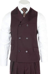 Men's Burgundy Casual Double Breasted Suit