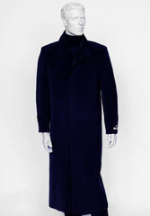 Men's Navy 4 Buttons  Full Length All Weather Coat Duster Maxi Coat