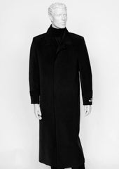 Men's Black 4 Buttons  Full Length Coat Duster Maxi Coat