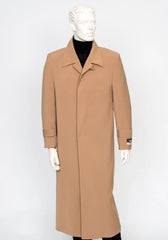 Men's Carmel  4 Buttons  Full Length All Weather Coat Duster Maxi Coat