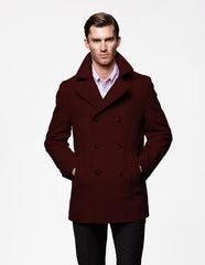 Men's Dark Burgundy Big and Tall Peacoat