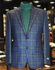 Plaid Green And Blue Tartan Pattern Blazer