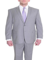 Men'S Portly Fit Solid Gray Two Button Suit Executive Fit Suit - Mens Portly Suit