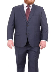 Men'S Portly Fit Heather Blue Two Button Suit Executive Fit Suit - Mens Portly Suit