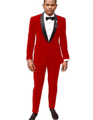 Red Tuxedo Men'S Red Tuxedo Jacket And Velvet Pants