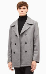 Men's Wool  Light Grey ~ Wine Wool Car coat