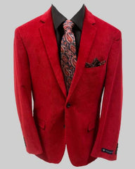 Red Solid Velvet Sportcoat Available December/28/2020