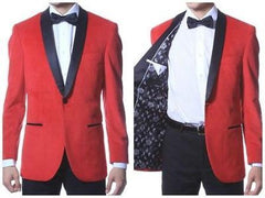 Men's Red Slim Fit  Dinner Smoking Blazer