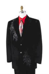 Men'S Black Velvet Rhinestone Entertainer Suit Velour Men'S Blazer Jacket