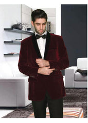 Men's 2 Button Modern Fit Shawl Lapel Burgundy ~ Wine ~ Maroon Color velour Men's blazer Jacket