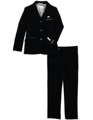 Men'S Black Velvet Fabric Suit Velour Men'S Blazer Jacket & Pants (No Vest Included)