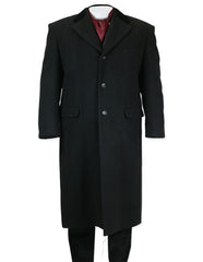 Men's Full Length Long Men's Dress Topcoat -  Winter coat in Black