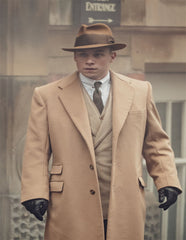 Men's Camel  Two Flap Front Pockets Peaky Blinders Suit - Peaky Blinders Outfit + Overcoat + Hat (Peaky Blinder Custome)