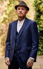 Dark Navy Peak Lapel Peaky Blinders Suits Custom (Peaky Blinder Custome)