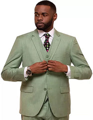 Men's Grass  2 Button Sharkskin Mini Pin Dot Pattern With Settle Sheen Suit