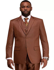 Men's Rust 2 Button  Sharkskin Mini Pin Dot Pattern With Settle Sheen Suit