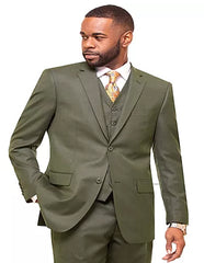 Men's Olive  2 Button  Sharkskin Mini Pin Dot Pattern With Settle Sheen Suit