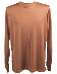 Brown Shiny Long Sleeve Mock Neck Shirt For Men