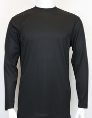 Men'S Black Shiny Long Sleeve Mock Neck Shirt