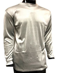 Men'S Silver Shiny Long Sleeve Mock Neck Shirt