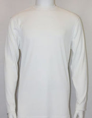 White Shiny Long Sleeve Mock Neck Shirt For Men