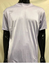 Men'S Lilac Stripe Short Sleeve Mock Neck Shirt