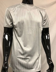 Men'S Silver Silky Mock Neck Shirt