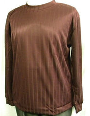 Men'S Burgundy Stripe Poly Mock Neck Shirt