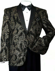 Men'S Black/Gold Polyester Slim Fit Blazer