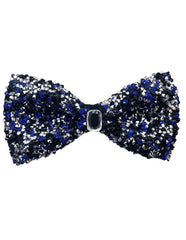 Sparkly Bow Tie Sequin Fabric Rhinestone Bowtie Royal Blue ~ Black ~ Silver