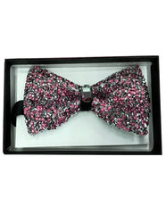 Sparkly Bow Tie Sequin Fabric Rhinestone Bowtie Pink ~ Silver