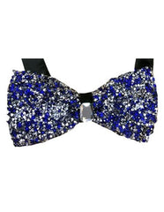 Sparkly Bow Tie Sequin Fabric Rhinestone Bowtie Royal Blue ~ Silver